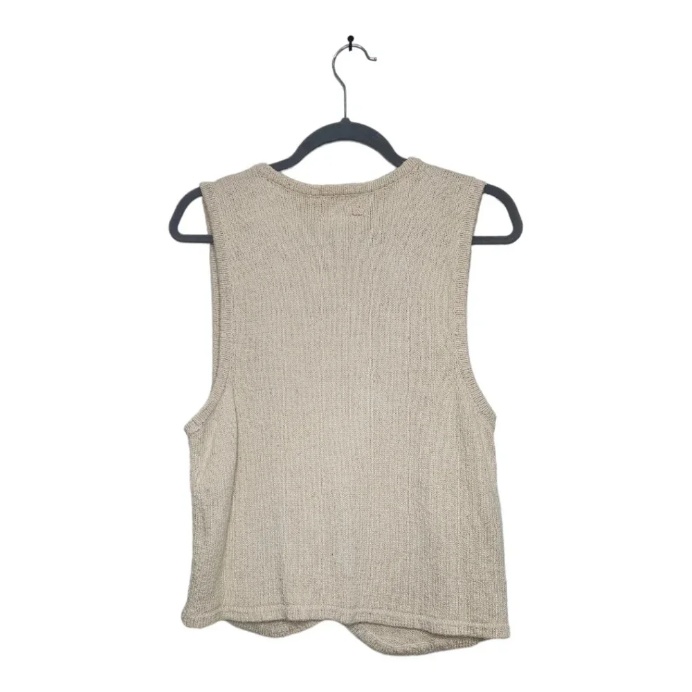 Vintage I.V.Y. Sweater Vest Rainbow Beading Cream V Neck Button Up Size M - Picture 3 of 11